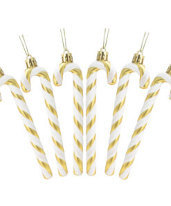 Christmas Concepts® Pack Of 6 - 13cm Glitter Candy Cane Christmas Tree Decorations (Gold & White)