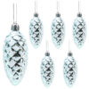 Christmas Concepts® Pack of 6–90mm Shiny & Glitter Decorated Pine Cone Baubles – Christmas Tree Decorations (Ice Blue)