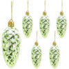 Christmas Concepts® Pack of 6–90mm Shiny & Glitter Decorated Pine Cone Baubles – Christmas Tree Decorations (Lime Green)