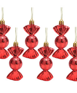 Christmas Concepts® Pack of 6–90mm Sweet Shaped Baubles – Shiny & Glitter Decorated – Christmas Tree Decorations (Red)