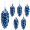 Christmas Concepts® Pack of 6-90mm Pine Cone Baubles – Shiny and Glitter Decorated – Luxury Christmas Decorations (Midnight Blue)