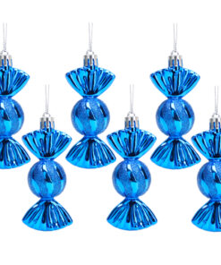 Christmas Concepts® Pack of 6–90mm Sweet Shaped Baubles – Shiny & Glitter Decorated – Christmas Tree Decorations (Royal Blue)