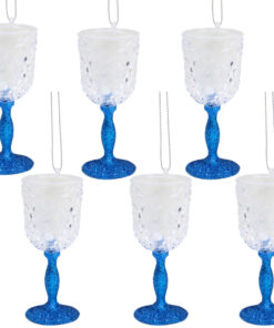 Christmas Concepts® 10cm Glitter Wine Glass Decorations - Luxury Christmas Decorations (Royal Blue, Pack of 6)