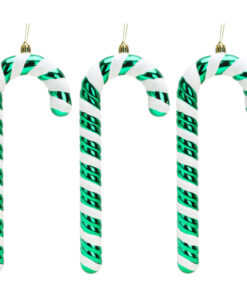 Christmas Concepts® Pack of 3–250mm Extra Large Candy Cane Baubles – Shiny & Glitter Decorated – Christmas Decorations (Emerald Green)