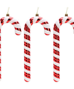 Christmas Concepts® Pack of 3–250mm Extra Large Candy Cane Baubles – Shiny & Glitter Decorated – Christmas Decorations (Red)