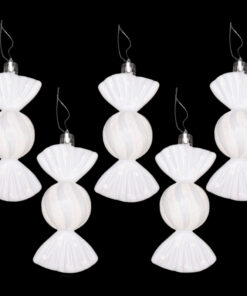 Christmas Concepts® Pack of 5-110mm Large Sweet Shaped Baubles - Shiny & Glitter Decorated - Christmas Baubles (White)
