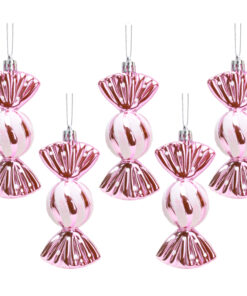 Christmas Concepts® Pack of 5-110mm Large Sweet Shaped Baubles - Shiny & Glitter Decorated - Christmas Baubles (Baby Pink)