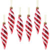 Christmas Concepts® Pack of 6-110mm Large Spiral Shaped Baubles - Shiny & Glitter Decorated - Christmas Tree Decorations (Red)