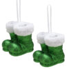 Christmas Concepts® Pack of 2–10cm Glitter Hanging Santa Boots With White Fur Trim – Christmas Tree Trims/ Baubles (Emerald Green)