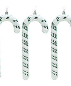 Christmas Concepts® Pack of 3–250mm Extra Large Candy Cane Baubles – Shiny & Glitter Decorated – Christmas Decorations (Mint Green)