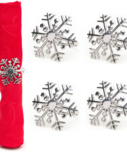 Christmas Concepts® Set of 4 Silver Napkin Rings – Luxury Christmas Serviette Holders – Table Settings (Tree) (Snowflake)