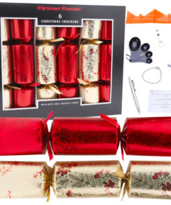 Christmas Concepts® 6 Large Deluxe Festive Pattern Christmas Crackers – Hats, Mottos, Snaps & Novelty Gift Included – 2 Designs Available