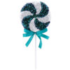 36cm Giant Sparkly Sequin Lollipop Christmas Decoration - Turquoise / Blue & White – Christmas Tree Ornaments