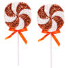 Pack of 2 -  36cm Giant Sparkly Sequin Lollipop Christmas Decoration - Copper & White – Christmas Tree Ornaments