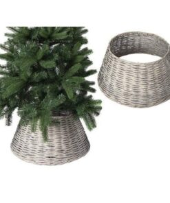 Willow Christmas Tree Skirt – Wicker Base Cover – Christmas Decoration (56CM, GREY)