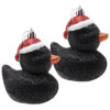 Pack of 2-110mm (4.3") Black Glittery Festive Duck Baubles - Christmas Tree Decorations
