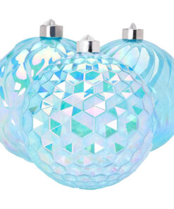 Christmas Concepts® Pack of 3-150mm (5.9") Giant Blue Iridescent Faceted Baubles - Shatterproof Hanging Ornaments - Christmas Decorations