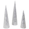 Christmas Concepts® Set of 3 Various Size Christmas Cone Trees Decorations With Sequins And Beads (Silver)