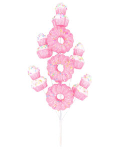 40cm (16") Cupcake & Donut Candy Theme Glittery Christmas Tree Pick - DIY Garland/Wreath/Flower Arrangements - Christmas Stem Ornaments (Pink)