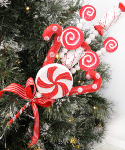 Christmas Concepts® 40cm (16") Candy Theme Glittery Sweets Christmas Tree Pick - DIY Garland/Wreath/Flower Arrangements - Christmas Tree Decoration (Red & White)
