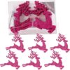 Christmas Concepts® 100mm (4") Pack Of 6 Glittery Reindeer Baubles - Christmas Tree Decorations (Hot Pink)
