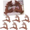 Christmas Concepts® 100mm (4") Pack Of 6 Glittery Reindeer Baubles - Christmas Tree Decorations (Mocha)