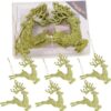 Christmas Concepts® 100mm (4") Pack Of 6 Glittery Reindeer Baubles - Christmas Tree Decorations (Lime Green)