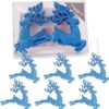 Christmas Concepts® 100mm (4") Pack Of 6 Glittery Reindeer Baubles - Christmas Tree Decorations (Royal Blue)