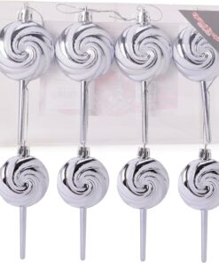 Christmas Concepts® Pack of 4-110mm (4.3") Graphite Glittery Festive Lollipop Baubles - Christmas Tree Decorations