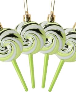 Christmas Concepts® Pack of 4-110mm (4.3") Lime Green Glittery Festive Lollipop Baubles - Christmas Tree Decorations
