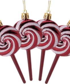 Christmas Concepts® Pack of 4-110mm (4.3") Rioja Red Glittery Festive Lollipop Baubles - Christmas Tree Decorations