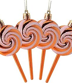 Christmas Concepts® Pack of 4-110mm (4.3") Copper Glittery Festive Lollipop Baubles - Christmas Tree Decorations