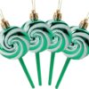 Christmas Concepts® Pack of 4-110mm (4.3") Emerald Green Glittery Festive Lollipop Baubles - Christmas Tree Decorations