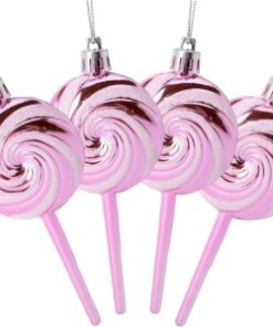 Christmas Concepts® Pack of 4-110mm (4.3") Baby Pink Glittery Festive Lollipop Baubles - Christmas Tree Decorations