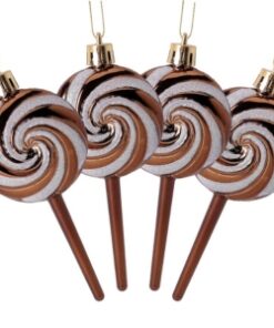 Christmas Concepts® Pack of 4-110mm (4.3") Mocha Glittery Festive Lollipop Baubles - Christmas Tree Decorations