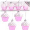 Christmas Concepts® Pack of 4-60mm (2.3") Baby Pink Glittery Festive Cupcake Baubles - Christmas Tree Decorations