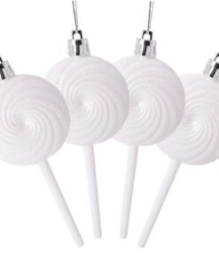 Christmas Concepts® Pack of 4-110mm (4.3") White Glittery Festive Lollipop Baubles - Christmas Tree Decorations