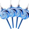 Christmas Concepts® Pack of 4-110mm (4.3") Royal Blue Glittery Festive Lollipop Baubles - Christmas Tree Decorations