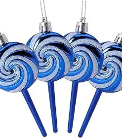 Christmas Concepts® Pack of 4-110mm (4.3") Midnight Blue Glittery Festive Lollipop Baubles - Christmas Tree Decorations