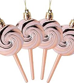 Christmas Concepts® Pack of 4-110mm (4.3") Rose Gold Glittery Festive Lollipop Baubles - Christmas Tree Decorations