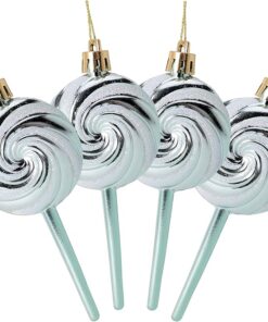 Christmas Concepts® Pack of 4-110mm (4.3") Mint Green Glittery Festive Lollipop Baubles - Christmas Tree Decorations