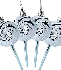Christmas Concepts® Pack of 4-110mm (4.3") Ice Blue Glittery Festive Lollipop Baubles - Christmas Tree Decorations