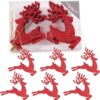 Christmas Concepts® 100mm (4") Pack Of 6 Glittery Reindeer Baubles - Christmas Tree Decorations (Red)