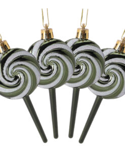 Christmas Concepts® Pack of 4-110mm (4.3") Forest Green Glittery Festive Lollipop Baubles - Christmas Tree Decorations