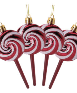 Christmas Concepts® Pack of 4-110mm (4.3") Rioja Red Glittery Festive Lollipop Baubles - Christmas Tree Decorations