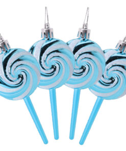 Christmas Concepts® Pack of 4-110mm (4.3") Turquoise Glittery Festive Lollipop Baubles - Christmas Tree Decorations