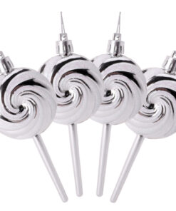 Christmas Concepts® Pack of 4-110mm (4.3") Silver Glittery Festive Lollipop Baubles - Christmas Tree Decorations