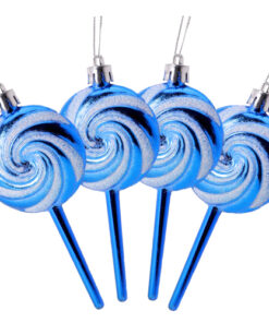 Christmas Concepts® Pack of 4-110mm (4.3") Royal Blue Glittery Festive Lollipop Baubles - Christmas Tree Decorations