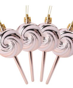 Christmas Concepts® Pack of 4-110mm (4.3") Champagne Glittery Festive Lollipop Baubles - Christmas Tree Decorations