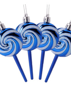 Christmas Concepts® Pack of 4-110mm (4.3") Midnight Blue Glittery Festive Lollipop Baubles - Christmas Tree Decorations